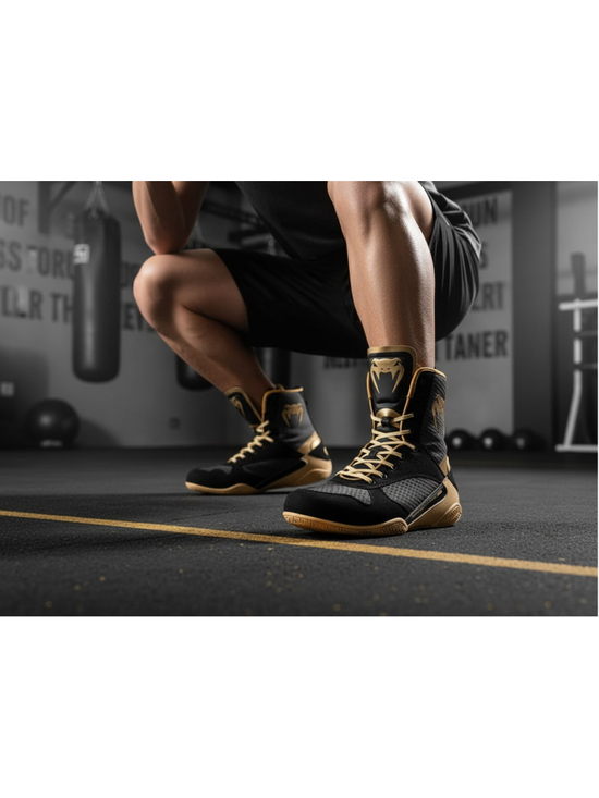 New Venum Elite Monogram Boxing Shoe – Black/Beige Size 8 main image 8
